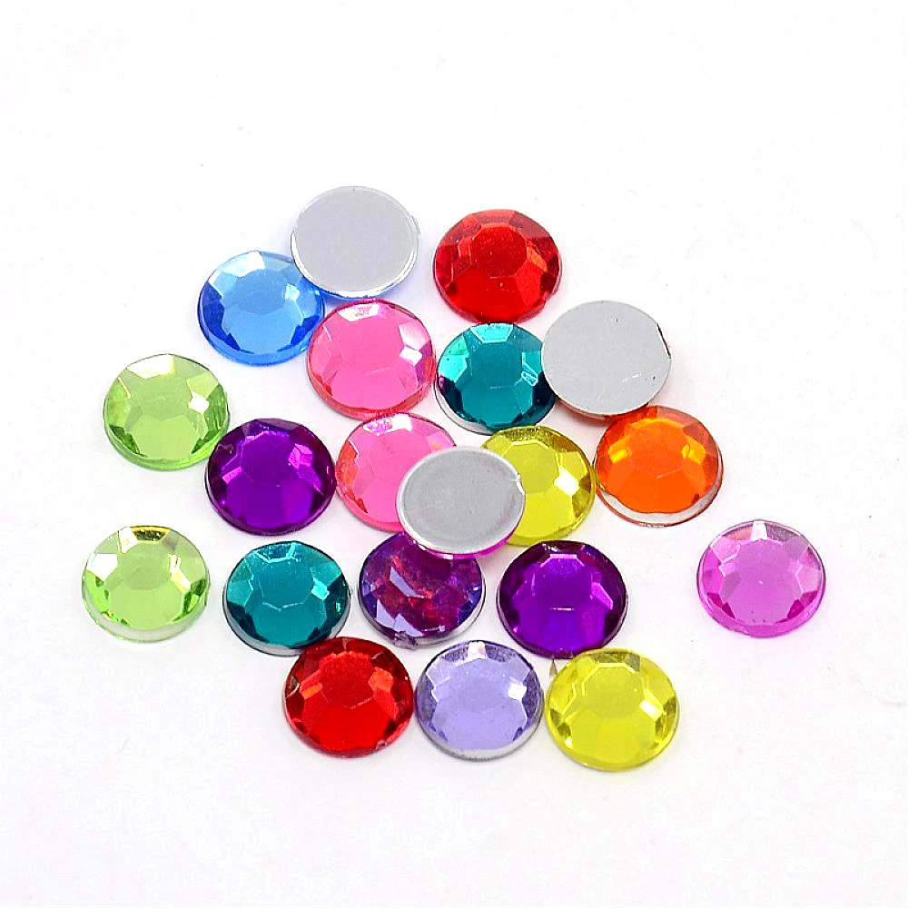 

1000pcs 8x2.5mm Mixed Color Faceted Half Round/Dome Acrylic Rhinestone Flatback Back Plated Cabochons for Jewelry Decoration