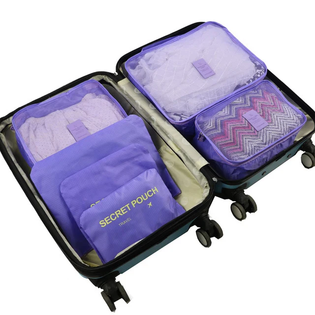 6 шт./компл. багаж дорожная сумка-Органайзер сумка Водонепроницаемый проекта упаковки косметики, органайзер для сумки для путешествий одежда организовать Туристические сумки - Цвет: Purple