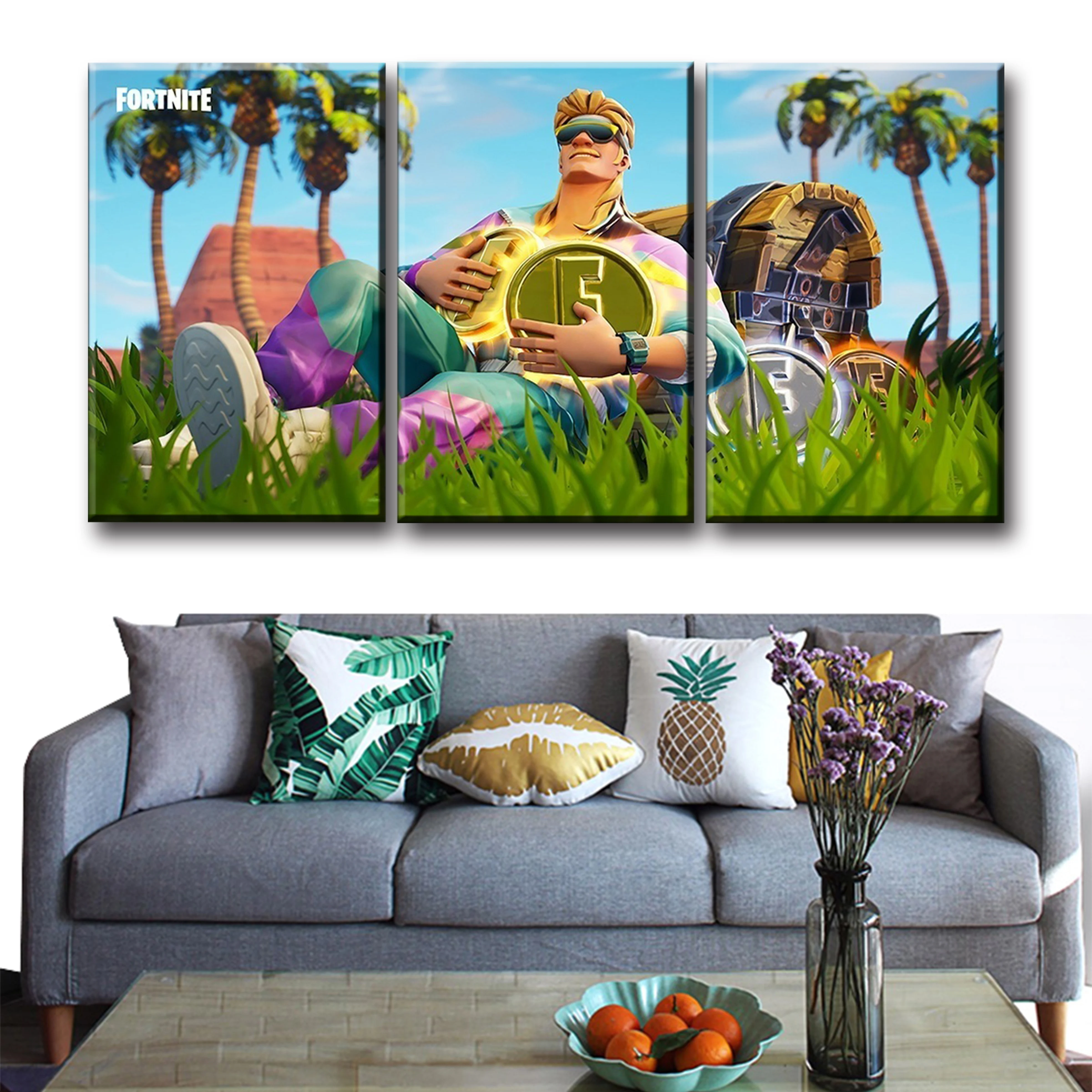

3 Piece Night Game Poster Paintings On Canvas Fort Cartoon Wall Pictures Decor Canvas Wholesale Framework Decoration