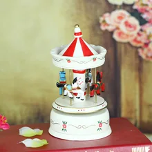 White resin merry-go-round music box desktop home decoration resin craft creative lover birthday gift