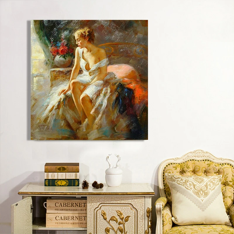 Cheap Sale Beautiful Lady Figure Painting Handed-Painted Oil Painting On Canvas Home Decor On Canvas