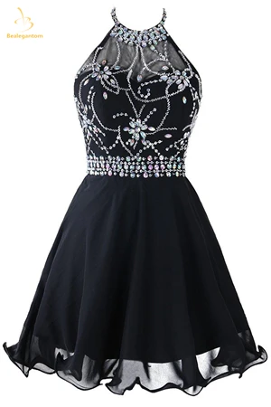 Bealegantom новые сексуальные платья с бусинами, короткие платья для выпускного вечера с бисером, платья для выпускного вечера, выпускное платье QA1450 - Цвет: Черный