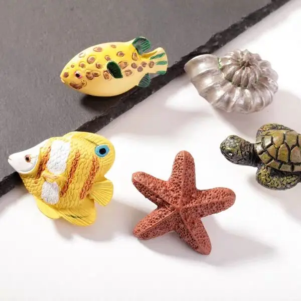 

1PCS Cartoon Resin Marine Series Handles and Knobs Children Room Drawer handle Door Pulls Furniture Hardware