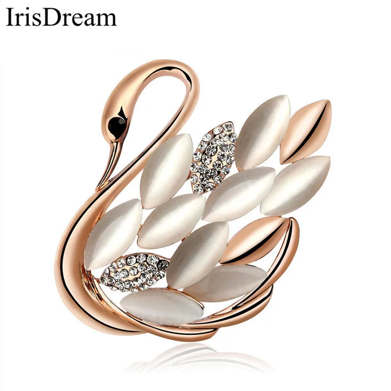 

IrisDream Vintage Opal Lovely Swan Brooches Pins for Women With CZ Crystal Fashion Jewelry Gift Garment Accessories Brooch Pin