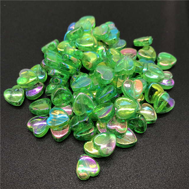 8mm Acrylic Spacer Beads Heart-shaped Charm Transparent Rainbow Color Beads For Jewelry Making DIY Jewelry Accessories