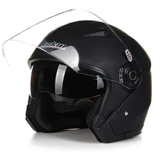 Double lens open face motorcycle helmet