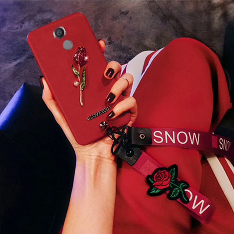 

XA2 Ultra Fashion Rose Wrist stap Rope Bling Case for Sony Xperia XZ Premium XZ1 Plus XZ2 Compact XA1 Plus Glitter Lanyard Shell