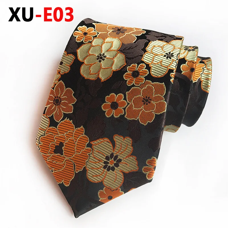 

Casual Yellow White Grown Big Flower Tie Classic Silk Jacquard Woven Necktie