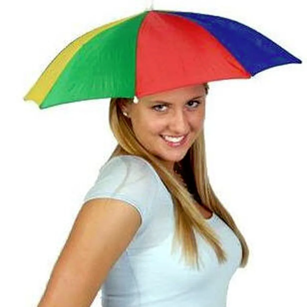 New 1pcs Portable Umbrella Hat Multicolor Cap Sun Rain Fishing Camping
