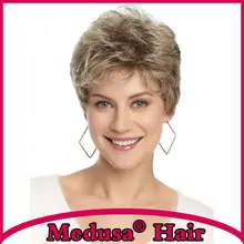 Medusa hair products: Free shipping Synthetic pastel wigs for women Modern Short shag style wavy Mix color wig with bangs SW0211
