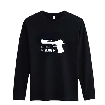 Black/White T Shirt Men Cotton Long Sleeve CS GO Men TShirt with Funny Print In 3xl Soft Cotton Tees and Tops