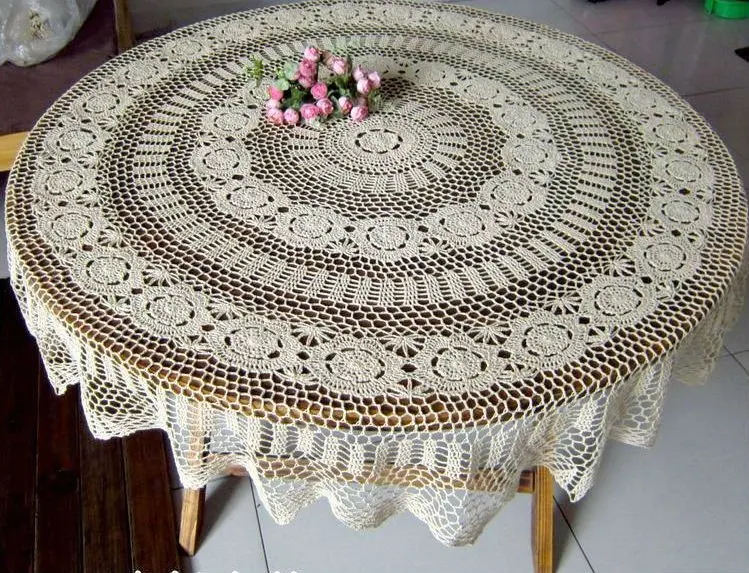 Buy 63 Inch (160CM ) Round Crochet Tablecloth Beige