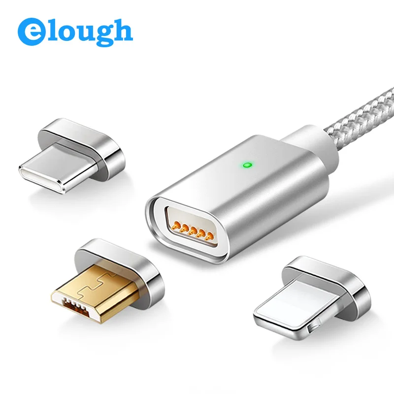 Elough E04 Magnetic Charger USB Cable For iPhone Micro USB Type C Mobile Phone Cable Fast Charging Magnet Charger USB Wire Cord