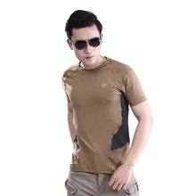 Для мужчин короткий рукав Для мужчин Открытый Спорт вентиляция Тактический Армии Военная Униформа Быстрый Fast Dry круглый воротник футболки для фитнеса Training рубашка