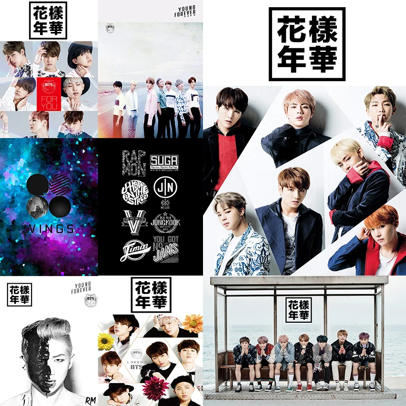 BTS Band Posters Wall Stickers White Paper High Quality Prints Home