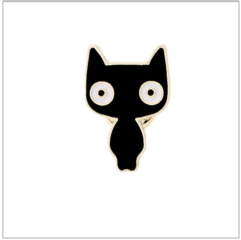 5 стилей эмалированный значок-булавка черная белая кошка металлическая брошь мужская женская рубашка с отворотом свитер рюкзак аксессуары животное бижутерия