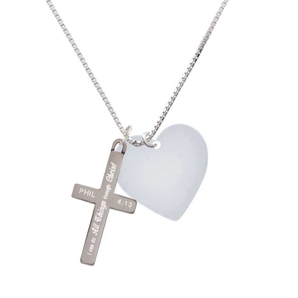Acrylic 1 Imitation Pearl Heart - I Can Do All Things - Cross Necklace