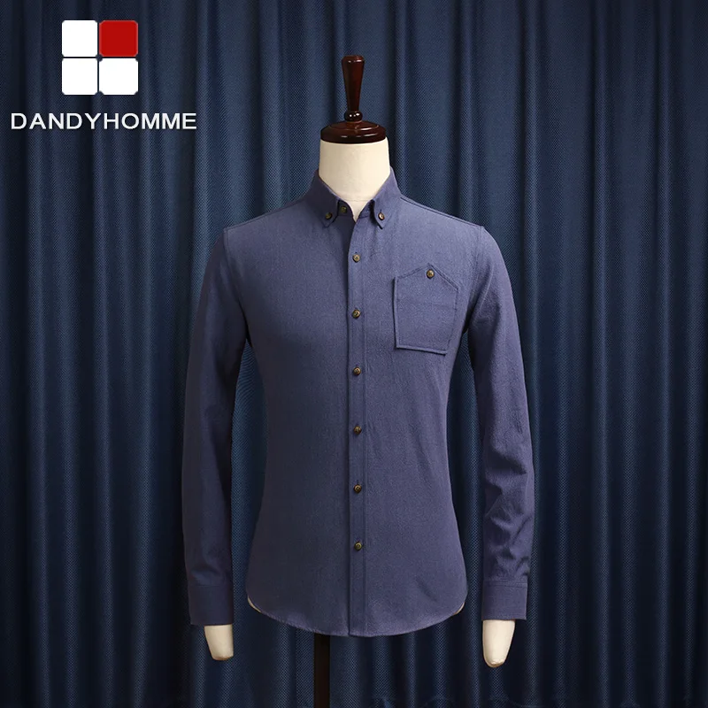 Бренд DANDY Homme бренд 55% хлопок 45% лен весна осень Мужская одежда черная рубашка молодой человек тонкие повседневные рубашки квадратный воротник Мода