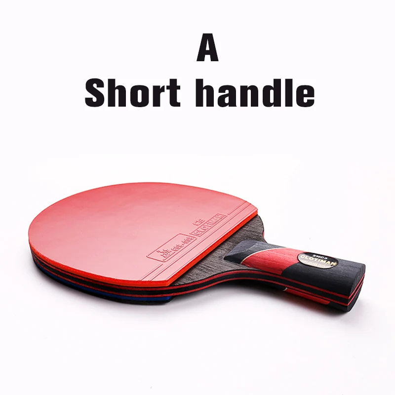 Высококачественная углеродная ракетка для настольного тенниса с резиновой ракетой для пинг-понга с короткой ручкой для настольного тенниса с длинной ручкой - Цвет: A short handle