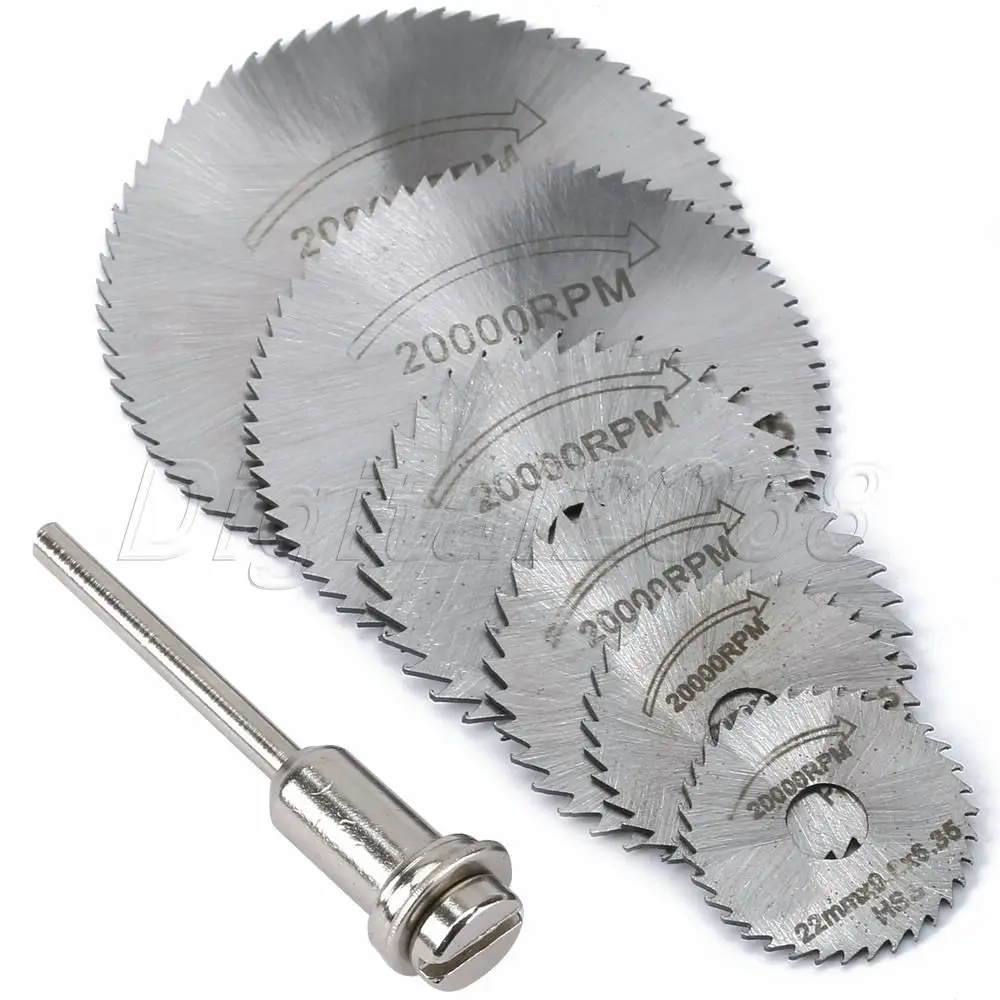 

Good Hardness 6Pcs HSS Saw Disc Set Rotary Dreme Tool with Mandrel Circular Wheel Cutting blades