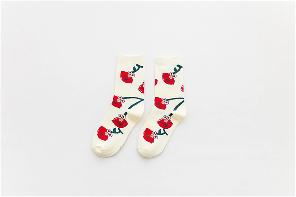 Women's Funny Cartoon Crew Harajuku Hip Hop Street Art Cotton Tube socks Lover's Gift Socks For Summer Autumn