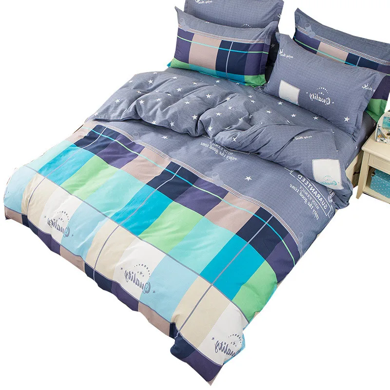

Colorful Plaid Print Duvet Cover Sets For Single Double Bed Adults Twin Full Queen Size 100% Polyester Bedding Sets XF640-13