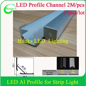 

30M/Lot 2M/PCS led channel for double row strip light LED Alunimum Profiles with Milk/Clear Cover