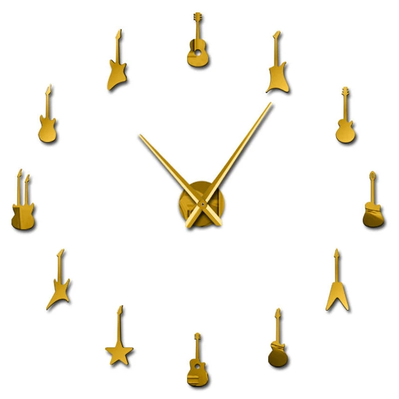 

Guitar Variety Music Diy Giant Wall Clock Music Room Decoration Frameless Big Needle Big Wall Clock Rock Guitar Hanging Table