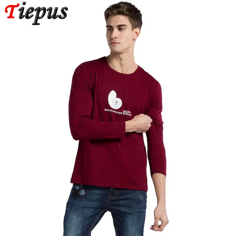 Tiepus брендовая одежда 2018 Весенняя модная футболка Мужская хлопковая с длинными