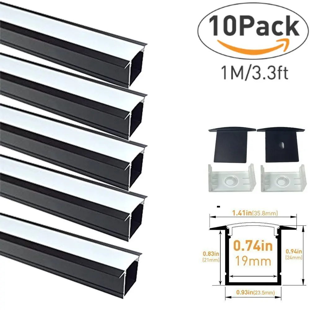 

10sets/lot 10x1M(3.3ft) Black U-Shape 12mm Aluminum LED Channel System for LED Strip Light Aluminum LED Profile-U05B1M10