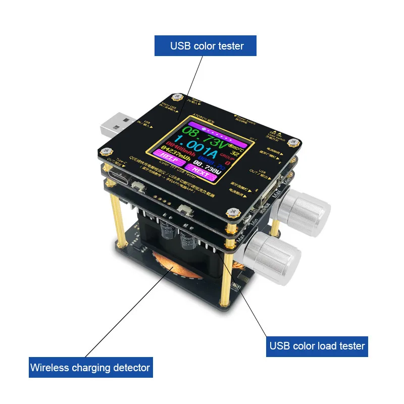 QI беспроводной зарядное устройство Тестер цвет TFT Bluetooth android PC приложение USB Ток Напряжение метр детектор нагрузки индикатор DC вольтметр