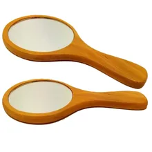 2pcs/lot Fashion Handmade Handle Round Cosmetic Mirror Wool Makeup Portable Mirror Beauty Vanity Decorative Wood Mirrors 29ba