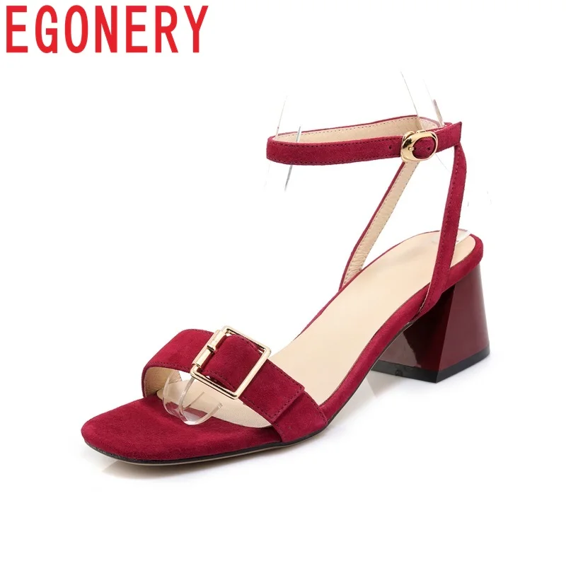 

EGONERY fashion sexy dress sandals 6 cm heel plus size 34-40 summer open toe date wedding shoes woman outside buckle high heels