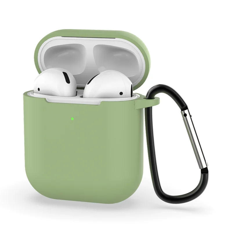 Мягкий силиконовый чехол для AirPods 2-ой противоударный чехол для Apple Air Pods 2 Чехол для наушников s Для Air Pods защитный чехол - Цвет: Matcha Green Case