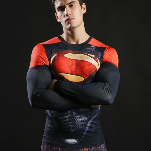 Супермен Мужская 3D Футболка компрессионная рубашка быстросохнущая эластичная спортивная одежда подходит для спорта и фитнеса тренировочная футболка - Цвет: AF570