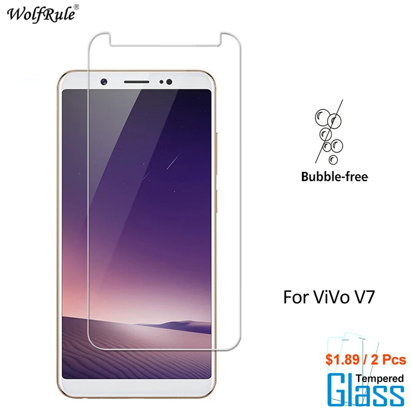 

2PCS For Glass Vivo V7 Screen Protector Tempered Glass For BBK Vivo V7 Glass For Vivo Y75 Protective Phone Film WolfRule