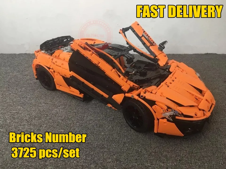 

New Technic MOC-16915 Orange Super Racing Car fit legoings technic city Building Blocks Bricks Toy Model Christmas diy Gift kid