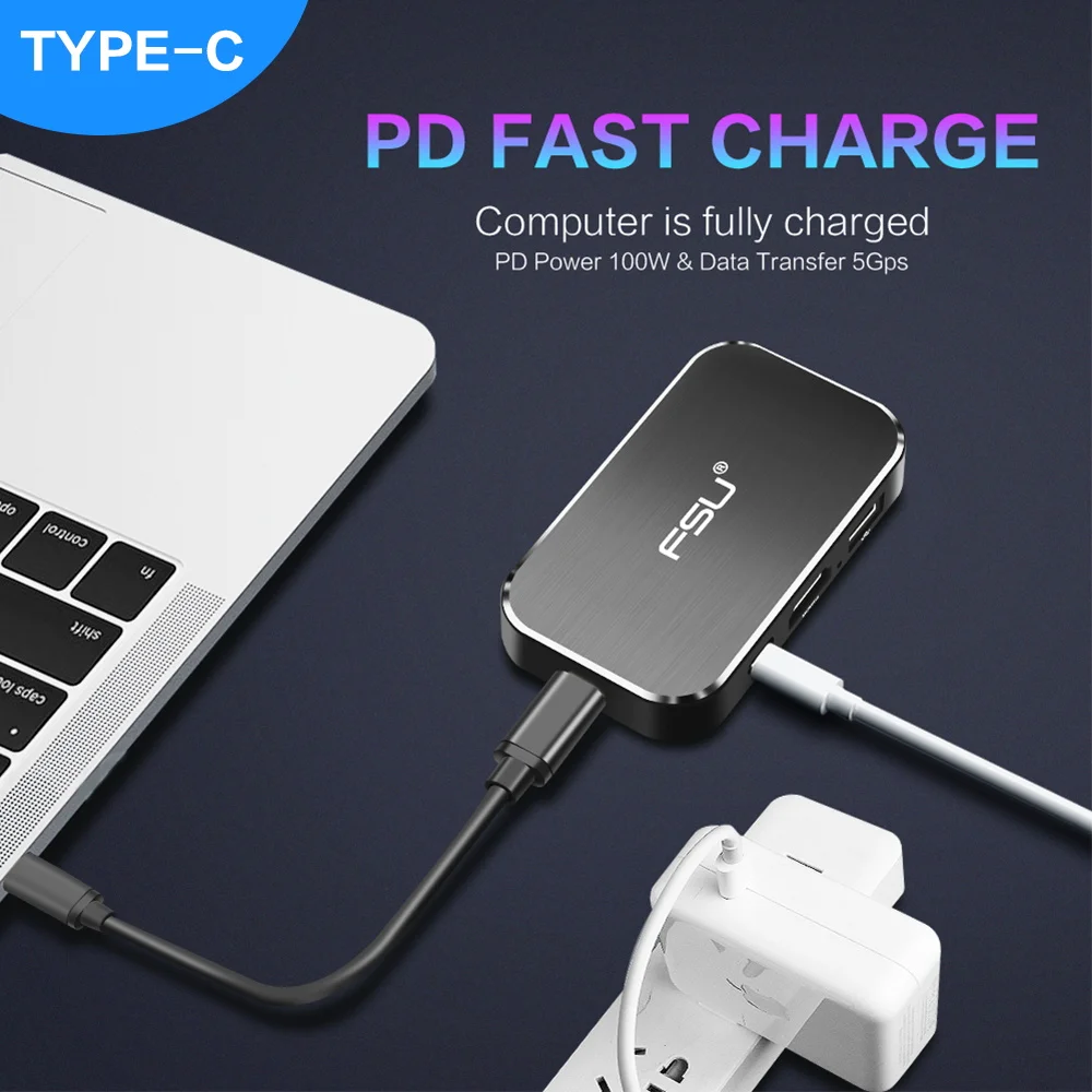 Thunderbolt 3 Type C Hub Dock to Hdmi 4K USB 0 5 в 1 typec HDMI @ 60Hz PD 100W доставка питания порта 0|Кабели HDMI| |