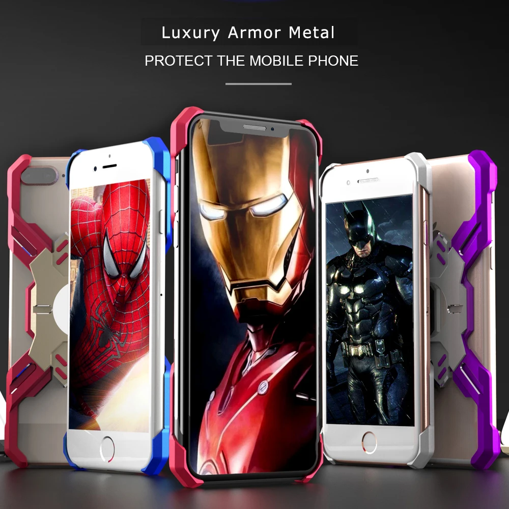 

Luxury Armor Metal Shockproof Case for iPhone X XS Max 6 6S 7 8 Plus Back Cover Aluminium Hero Mechanical Arm Heavy Duty Case