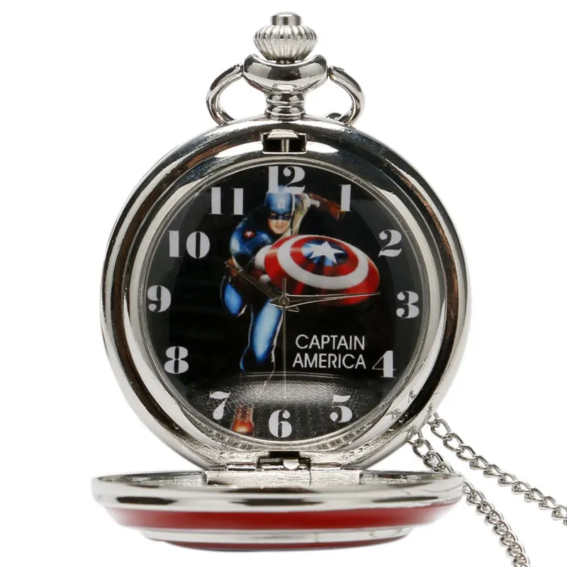 Новинка, карманные часы, Капитан Америка, звезда, щит, Relogio De Bolso, часы с подвеской, с цепочкой, подарок на год для мальчика P497