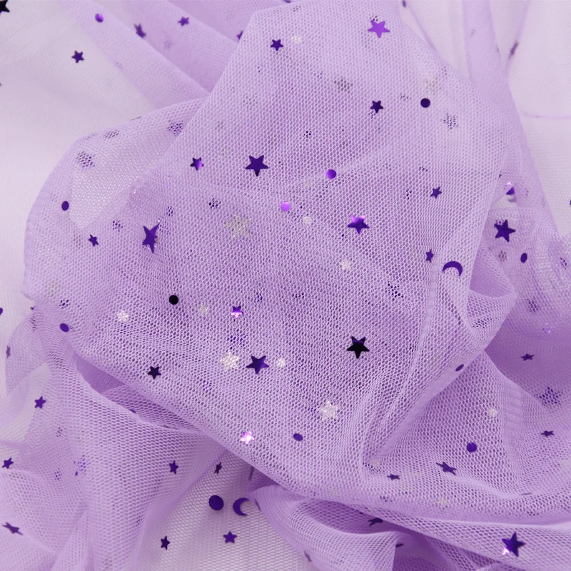 

cheap tulle fabric for sewing Children's dress star mesh fabric for DIY colorful Background decoration 45*135cm/pc TJ0167-2