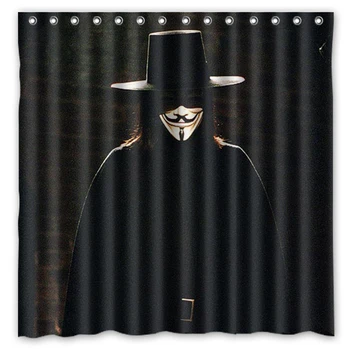 

[180*180cm]Custom V for Vendetta Polyester Bathroom Shower Curtain Waterproof Fabric Bath Decorative Curtain with Hooks