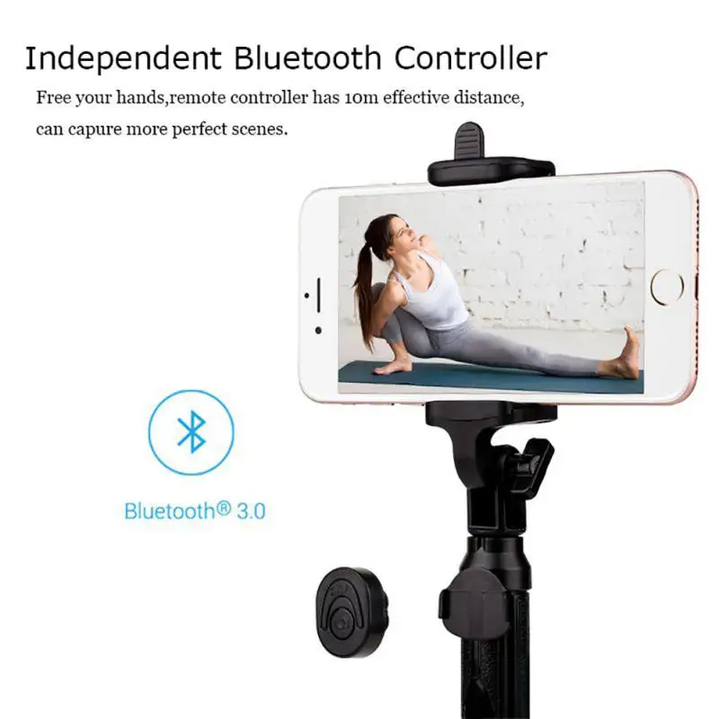 Convenient Practical Retractable Selfie Stick For Mobile Phone Bluetooth Remote Selfie Sticks Phone Clip Tripod