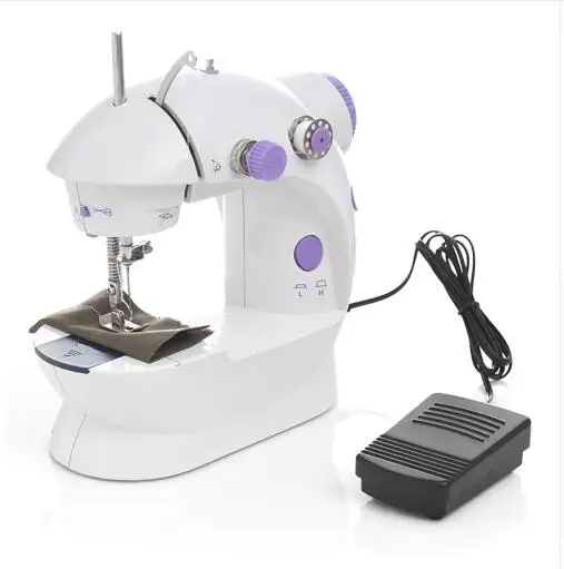 

Electric Mini Handheld Sewing Machine Dual Speed Adjustment Light Foot Double Threads Pendal Sewing Machine