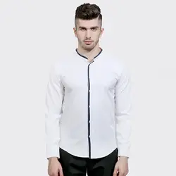 Новинка 2017 года Для мужчин Рубашки Slim Fit Мужская одежда одноцветное Рубашки полосатый украшения социальных Повседневная рубашка Для