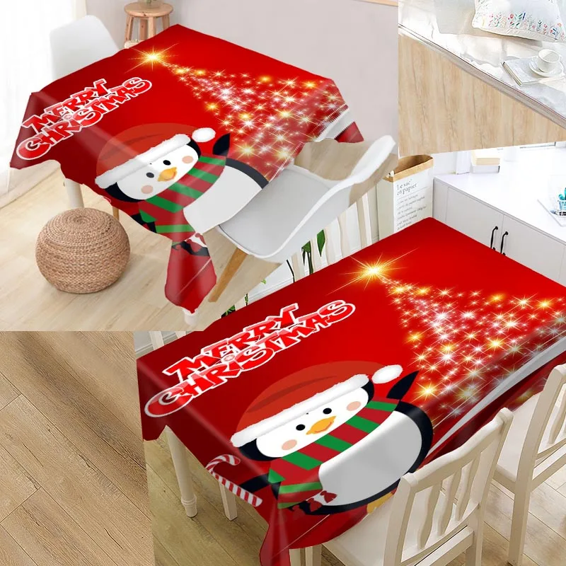 Веселая Рождественская скатерть с принтом влагостойкая скатерть большего размера скатерти кухня свадебное оформление отеля - Цвет: tablecloth