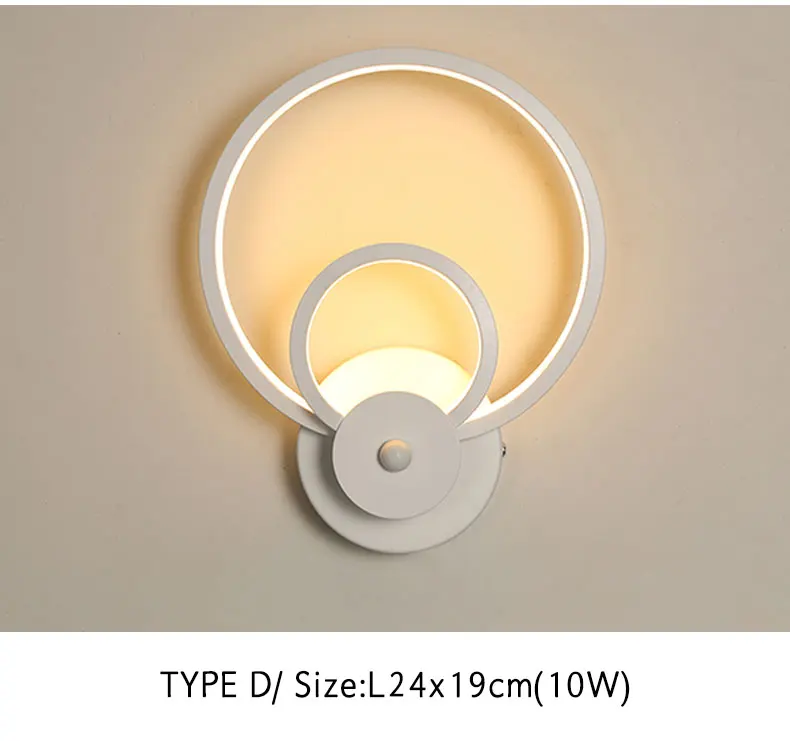 Простой современный светодиодный настенный светильник для гостиной, спальни, столовой, прикроватные лампы, белое бра, светодиодный настенный светильник, креативный светильник - Цвет абажура: TYPE D  L24x19CM