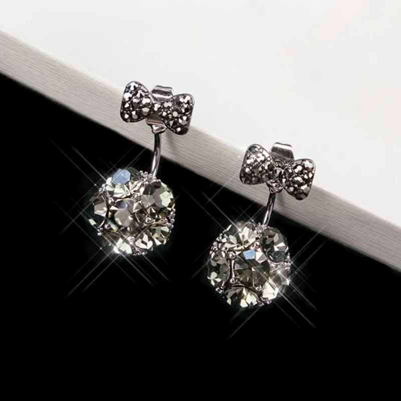 

New Fashion Brincos Bow Girl Earrings Royal Blue Synthetic Crystal Earrings For Women Jewelry Bijoux Wholesale
