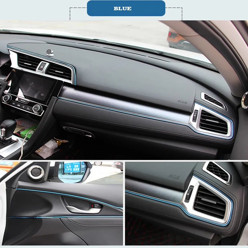 Blue 5m Car Styling Sticker Interior Decorative Thread Strip