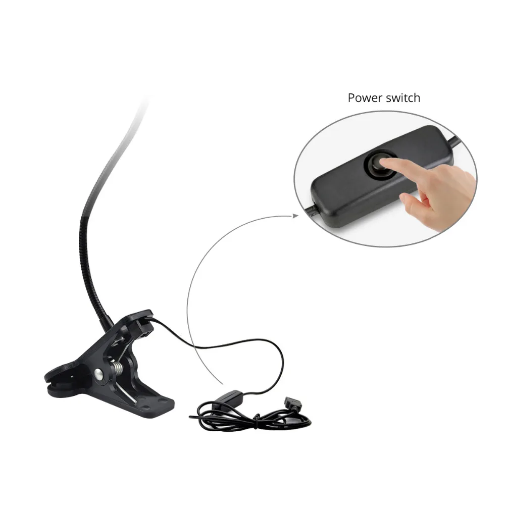  USB Desk lamp Flexible LED Table lamp Bed Study Reading Book lights With Holder Clip 360 degree Ben